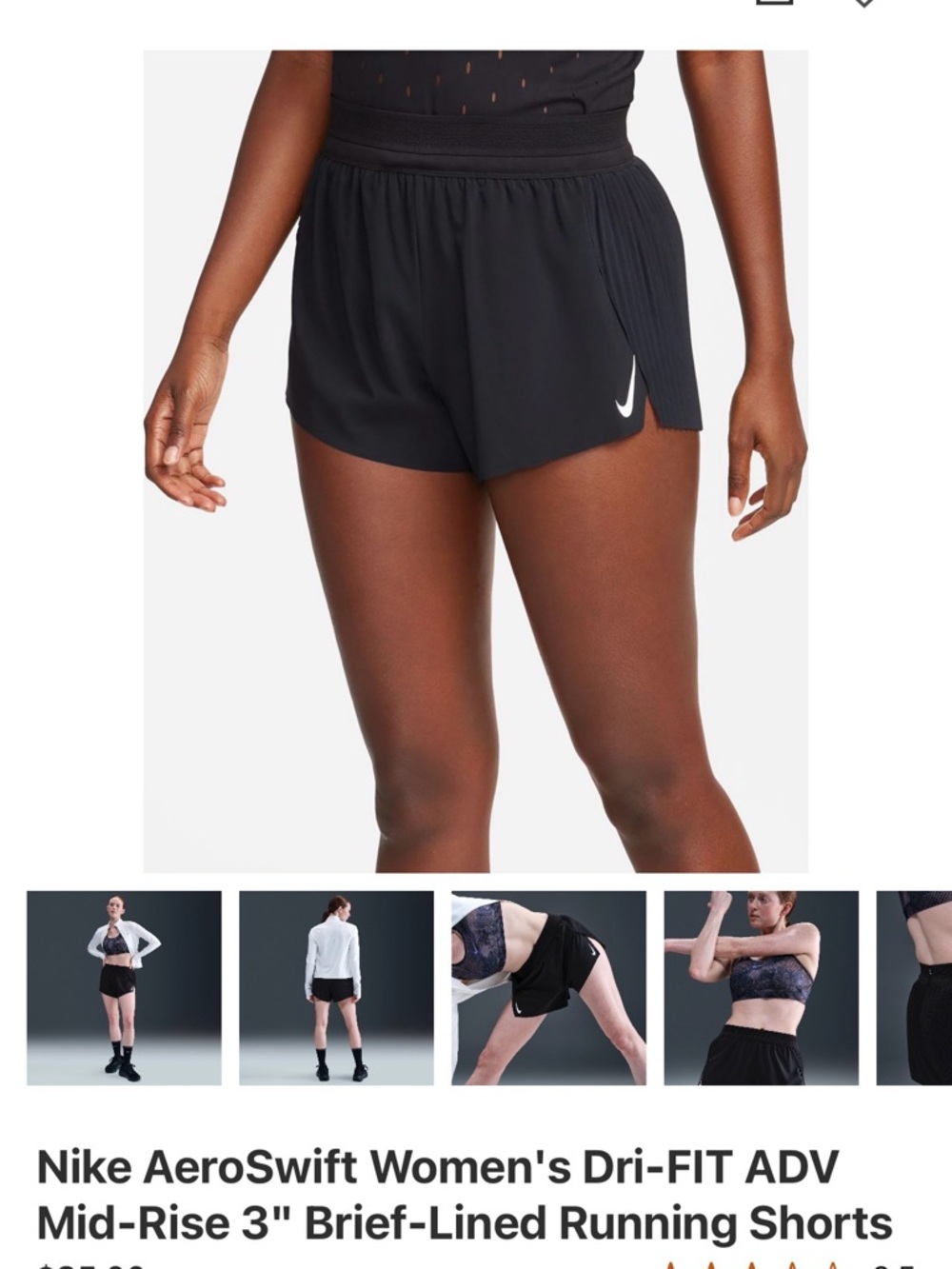 Nike Women's Black AeroSwift Dri-FIT Running Shorts